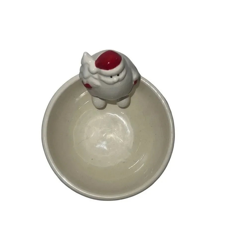 Mud Pie Ceramic Candy Dish 3D Santa Sits Ho Ho Ho Christmas Trinket Bowl Holiday